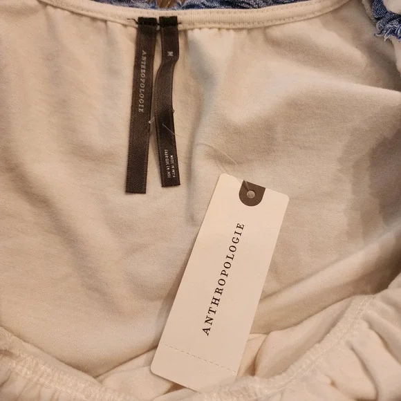 Anthropologie Sleeveless Ruched Ruffled Tee M‎ Coquette Western Coastal Cowgirl - Picture 7 of 14